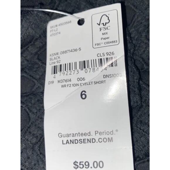 NEW Lands' End Women's 10" Eyelet Shorts, Size 6, Black, Retails $59, NWT - Picture 5 of 5